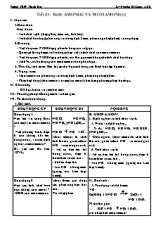 Giáo án Hóa học Lớp 11 - Tiết 13, Bài 8: Amoniac và muối Amoni (Tiếp theo) - Nguyễn Hải Long