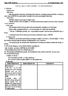 Giáo án Hóa học Lớp 11 - Tiết 14, Bài 9: Axit Nitric và muối Nitrat - Nguyễn Hải Long