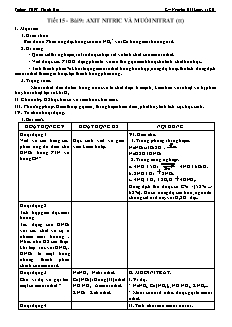 Giáo án Hóa học Lớp 11 - Tiết 15, Bài 9: Axit Nitric và muối Nitrat (Tiếp theo) - Nguyễn Hải Long