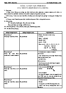 Giáo án Hóa học Lớp 11 - Tiết 16: Luyện tập. Tính chất của Nitơ và hợp chất của chúng - Nguyễn Hải Long