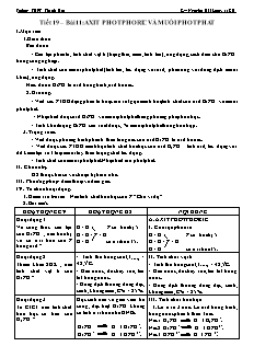 Giáo án Hóa học Lớp 11 - Tiết 19, Bài 11: Axit Photphoric và muối Photphat - Nguyễn Hải Long