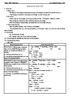 Giáo án Hóa học Lớp 11 - Tiết 19: Bám sát 19. Bài tập - Nguyễn Hải Long