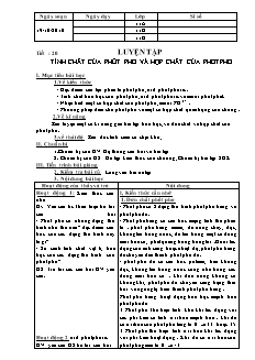 Giáo án Hóa học Lớp 11 - Tiết 20: Luyện tập tính chất của Photpho và hợp chất của Photpho