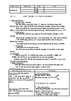 Giáo án Hóa học Lớp 11 - Tiết 21: Axit Nitric và muối Nitrrat