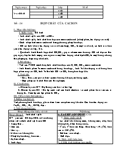 Giáo án Hóa học Lớp 11 - Tiết 24: Hợp chất của các Cacbon