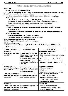 Giáo án Hóa học Lớp 11 - Tiết 25, Bài 16: Hợp chất của Cacbon - Nguyễn Hải Long