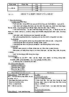 Giáo án Hóa học Lớp 11 - Tiết 25: Silic và hợp chất của Silic