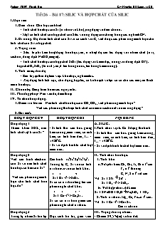 Giáo án Hóa học Lớp 11 - Tiết 26, Bài 17: Silic và hợp chất của Silic - Nguyễn Hải Long