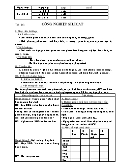 Giáo án Hóa học Lớp 11 - Tiết 26: Công nghiệp Silicat