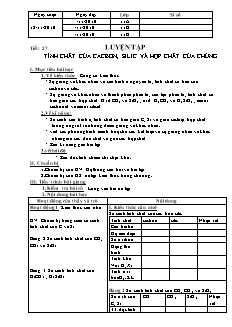 Giáo án Hóa học Lớp 11 - Tiết 27: Luyện tập tính chất của Cacbon, Silic và hợp chất của chúng