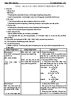 Giáo án Hóa học Lớp 11 - Tiết 32, Bài 22: Cấu trúc phân tử hợp chất hữu cơ - Nguyễn Hải Long