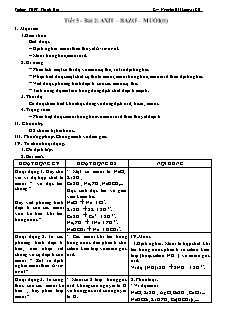 Giáo án Hóa học Lớp 11 - Tiết 5, Bài 2: Axit. Bazơ. Muối (Tiếp theo) - Nguyễn Hải Long