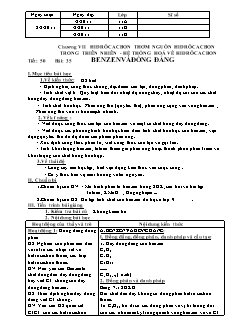 Giáo án Hóa học Lớp 11 - Tiết 50, Bài 35: Benzenvà đồng đẳng