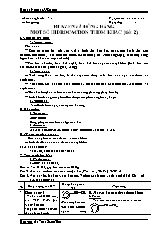 Giáo án Hóa học Lớp 11 - Tiết 51: Benzen và đồng đẳng một số Hiđrocacbon thơm khác (Tiết 2) - Đỗ Trần Uyển Như