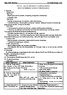 Giáo án Hóa học Lớp 11 - Tiết 52, Bài 35: Benzen và đồng đẳng. Một số Hiđrocacbon thơm khác - Nguyễn Hải Long