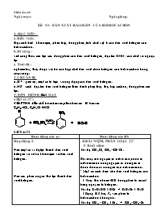 Giáo án Hóa học Lớp 11 - Tiết 53: Dẫn xuất Halogen của Hiđrocacbon