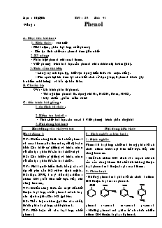 Giáo án Hóa học Lớp 11 - Tiết 58: Phenol