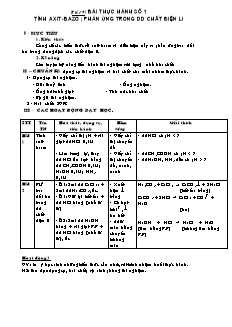 Giáo án Hóa học Lớp 11 - Tiết 9: Bài thực hành số 1 