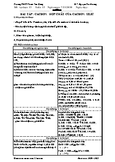 Giáo án Hóa học Lớp 11 tự chọn - Tiết 13: Bài tập Cacbon và hợp chất của Cacbon. Silic - Nguyễn Thị Hương