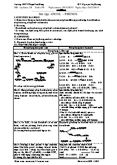 Giáo án Hóa học Lớp 11 tự chọn - Tiết 28: Bài tập Ancol. Phenol - Nguyễn Thị Hương