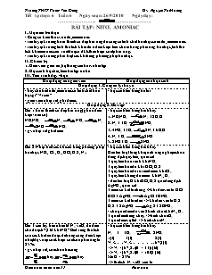 Giáo án Hóa học Lớp 11 tự chọn - Tiết 6: Bài tập Nitơ. Amoniac (Tiếp theo) - Nguyễn Thị Hương