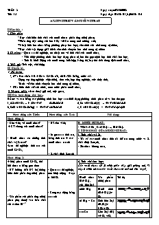 Giáo án môn Hóa học Lớp 11 - Tiết 15: Axit Nitric và muối Nitrat (Tiếp theo)