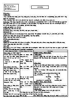 Giáo án môn Hóa học Lớp 11 - Tiết 57: Ancol