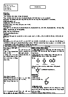 Giáo án môn Hóa học Lớp 11 - Tiết 58: Phenol