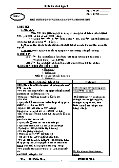 Giáo án Sinh học Lớp 7 - Chương trình học kì 1 - Dương Thị Thiên Hương