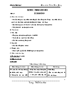 Giáo án Sinh học Lớp 7 - Tiết 37-70 - Trường THCS Kim Hóa