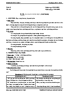 Giáo án Sinh học Lớp 7 - Tiết 60, Bài 58: Đa dạng sinh học (Tiếp theo) - Nguyễn Đình Yên