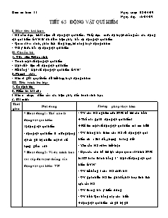 Giáo án Sinh học Lớp 7 - Tiết 63: Động vật quý hiếm (Bản đẹp)