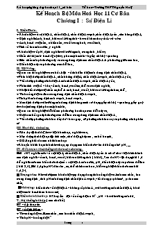 Kế hoạch bộ môn Hóa học Lớp 11 cơ bản - Chương 1: Sự điện li - Trường THPT Nguyễn Huệ