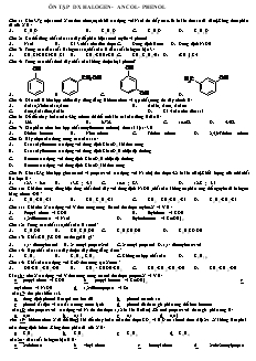 Ôn tập Hóa học Khối 11 - Dẫn xuất Halogen. Ancol. Phenol