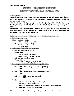 Phương trình Ion thu gọn trong việc giải bài tập hoá học - Nguyễn Trần An