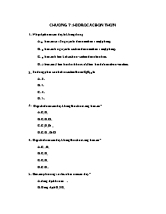 Trắc nghiệm Hóa học Lớp 11 - Chương 7: Hiđrocacbon thơm
