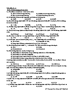 Trắc nghiệm Hóa học Lớp 11 - Đề số 1 - Nguyễn Hữu Hưng