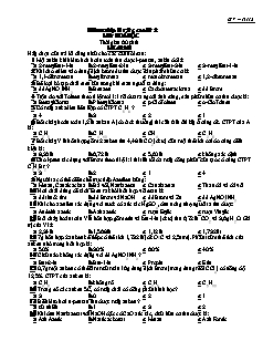 Trắc nghiệm Hóa học Lớp 11 nâng cao - Lần 2 - Mã đề: 321