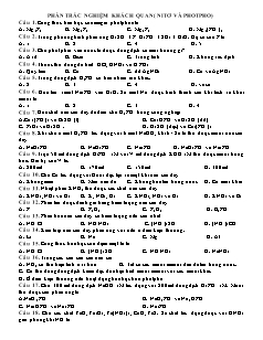 Trắc nghiệm Hóa học Lớp 11 - Nitơ và Photpho