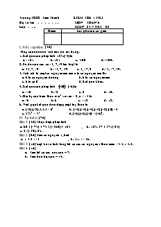 Đề kiểm tra 1 tiết Toán Lớp 6 - Tuần 23, Tiết 68 - Trường THCS Tam Thanh (Có đáp án)