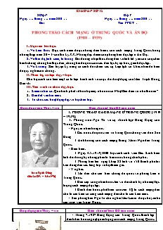 Giáo án Lịch sử Lớp 11 - Bài 15: Phong trào cách mạng ở Trung Quốc và Ấn Độ 1918-1939 - Trương Minh Tám