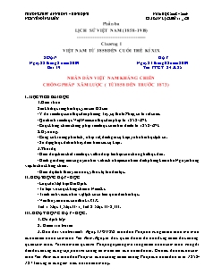 Giáo án Lịch sử Lớp 11 - Bài 19: Nhân dân Việt Nam kháng chiến chống Pháp xâm lược từ1858 đến trước 1873 - Nguyễn Đình Hữu