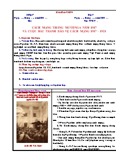 Giáo án Lịch sử Lớp 11 - Bài 9: Cách mạng tháng mười Nga năm 1917 và cuộc đấu tranh bảo vệ cách mạng 1917-1921