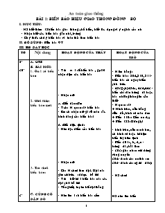 Giáo án An toàn giao thông Lớp 4 - Bài 1 đến 6