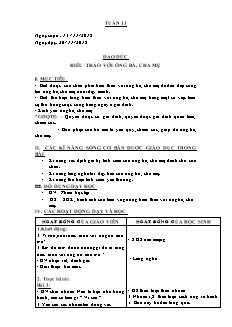 Giáo án Đạo đức Lớp 4 - Tuần 13, Bài: Hiếu thảo với ông bà, cha mẹ - Năm học 2015-2016