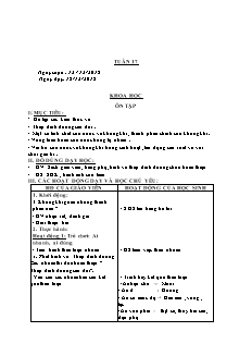 Giáo án Khoa học Lớp 4 - Tuần 17, Bài: Ôn tập và kiểm tra học kì I - Năm học 2015-2016