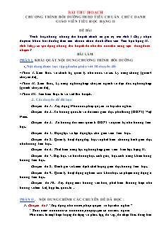 Bài thu hoạch “ Chương trình bồi dưỡng theo tiêu chuẩn chức danh giáo viên Tiểu học hạng II ” - Năm học 2019-2020 - Nguyễn Thị Thanh Hà