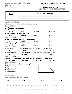 Đề kiểm tra cuối học kỳ 1 năm học 2019-2020 môn Toán Lớp 3 - Trường Tiểu học Thị trấn Sóc Sơn (Có đáp án)