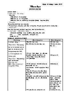 Giáo án Khoa học Lớp 5 - Bài: Dung dịch - Năm học 2018-2019