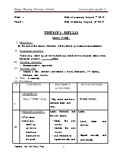 Giáo án Tiếng Anh Lớp 3 - Tuần 1, Chủ đề 1: Hello - Năm học 2019-2020